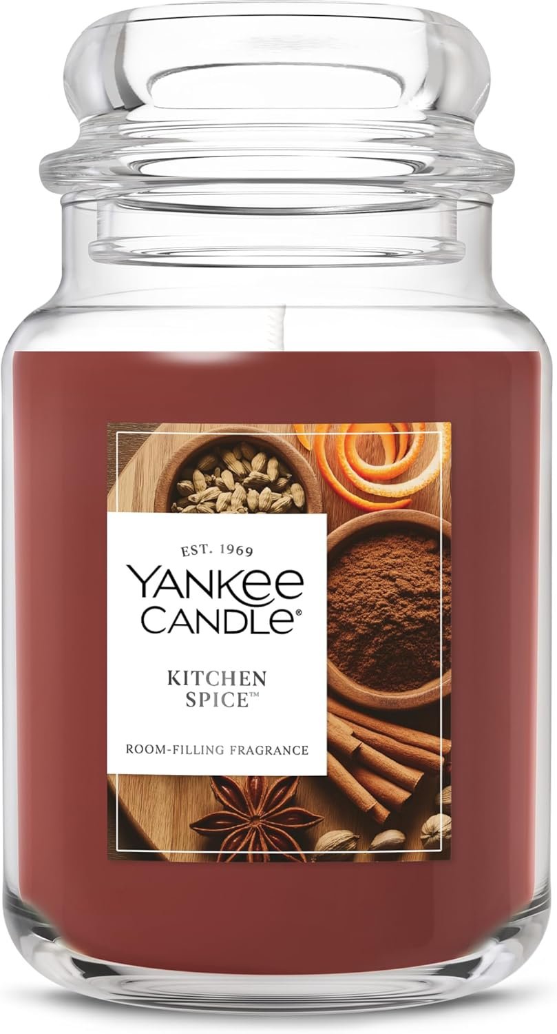 Yankee Candle Kitchen Spice, Holiday Scented Candle, 22oz Large Jar with up to 150 Hour Burn Time, Giftable